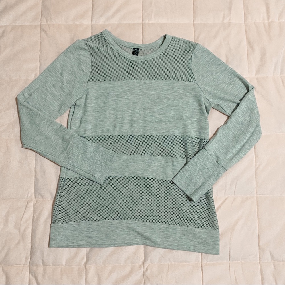 Yogalicious Grey Mesh Long Sleeve Workout Top
